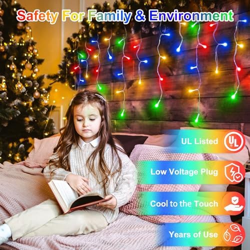 810 LED 82FT Christmas Icicle Lights, 180 Drops, 12 Modes, Multicolor - Image 5