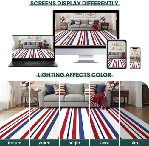KOZYFLY 250th Anniversary Patriotic 3x5 ft Striped Rug, Blue Red White - Image 6
