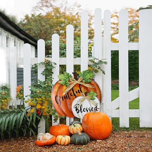 Outdoor Fall Decoration Pumpkin Yard Stakes Metal Garden Stake Stacks Lawn - Image 5