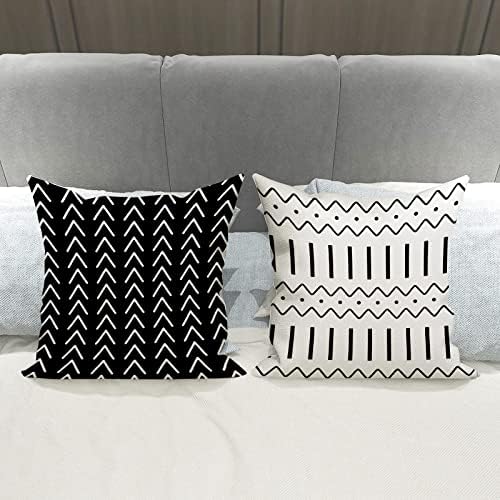 YCOLL Pillow Covers 18x18 Set of 4, Modern Sofa Throw Pillow Cover, Decorative Outdoor Linen Fabric Pillow Case for Couch Bed Car, Black - Image 4