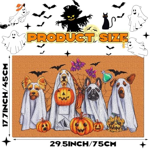 Drydiet Halloween Ghost Dog Doormat, Horrors House Coir Front Door Mat - Image 3