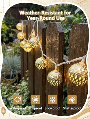 8.5Ft Moroccan Decorative String Lights, 10 LED Warm White Boho Globe Decor - Image 3