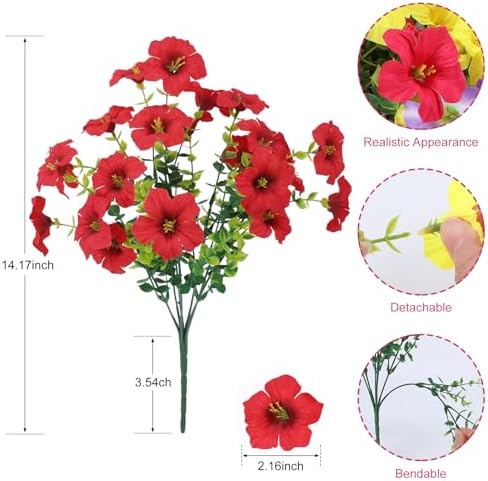 Artificial Petunia Flowers Outdoor, 12 Bundles UV Resistant Faux Plants - Image 3