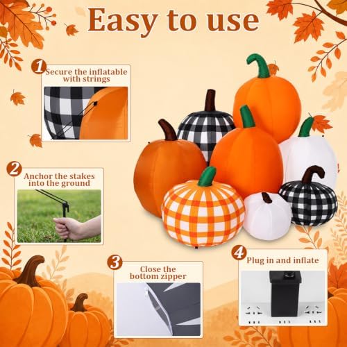 Leyndo Thanksgiving Inflatables Outdoor Decorations, 5.91 ft Multicolor Stacked Pumpkin Blow up Yard Decoration with Built in Lights and Fan for Fall Lawn Garden Porch - Image 3