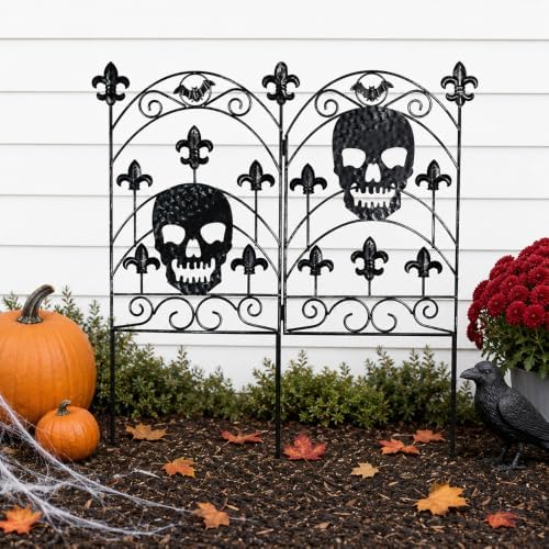 hogardeck Halloween Decorations Outdoor, Metal Fence Decorative Garden Stakes with Skull Head for Halloween Decor, Yard Signs for Halloween Outside Garden Lawn Porch Party Decorations - Image 2