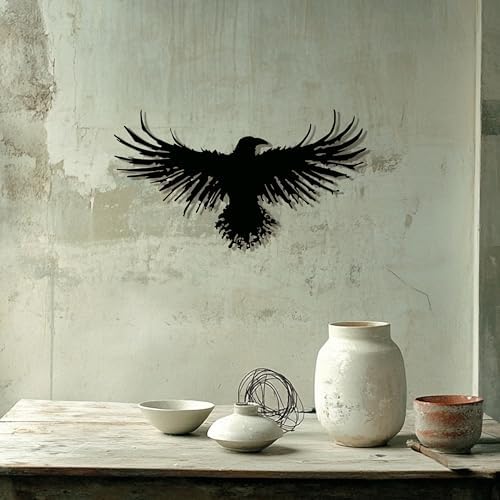 Metal Raven Wall Art, 3D Viking Crow Decor for Gothic Home, Black Outdoor - Image 6
