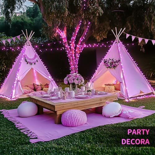 JMEXSUSS 600 LED Pink Christmas String Lights Indoor Outdoor Plug in - Image 2