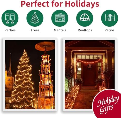 LAMPHOME 33ft 100 LED Orange Thanksgiving Lights Outdoor Waterproof, Autumn Fall String Lights,16 Modes Orange Halloween String Lights Plug in, Christmas Lights Garden Party Xmas Tree Lights Decor - Image 6