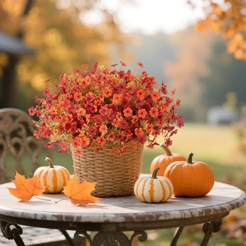 ADXORA 12 Bundles Fake Artificial Mums Fall Flowers for Outdoor Decoration - Image 3