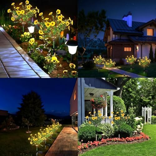 Glooglitter 2 Pack Yellow Solar Flower Stake Light Outdoor Garden, Violet - Image 7