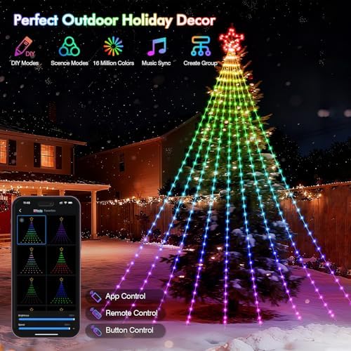 HOLILLUMA 12FT Smart Waterfall String Lights Outdoor Christmas Decorations - Image 3