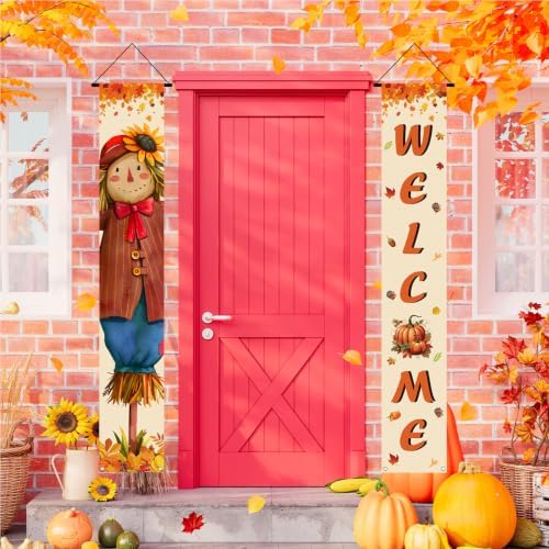 Fall Decor Banner,Scarecrow Thanksgiving Decorations Autumn Banner - Image 5