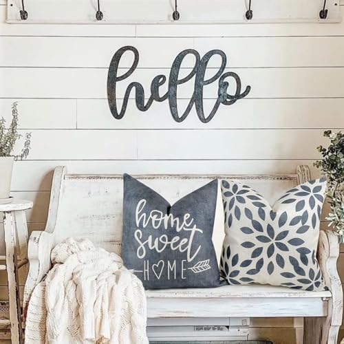 YCOLL Pillow Covers 16x16 Set of 4, Modern Sofa Throw Pillow Cover, Decorative Outdoor Linen Fabric Pillow Case for Couch Bed Car, Rustic Gray - Image 4