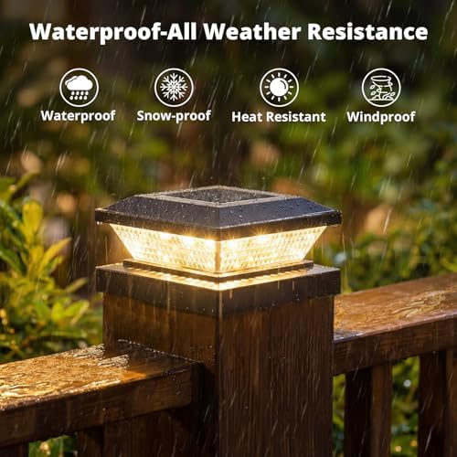 Mlambert 4x4 Solar Post Cap Lights Outdoor 12 Pack, Waterproof Solar Fence Light for Wooden/Vinyl Post, 2 Color Outside Deck Patio Porch Decor, Black - Image 3