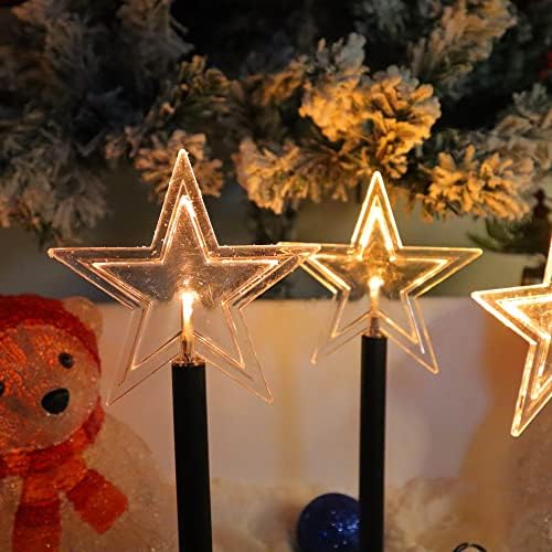 5 Pack Solar Christmas Star Pathway Lights 6.3 Ft Total Outdoor Waterproof Landscape Lights Christmas Decorations for Pathway Garden Walkway Yard Lawn Patio (Warm White) - Image 6