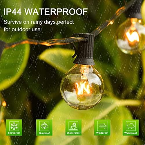 G40 Outdoor String Lights, 50Ft Hanging Outdoor Patio Lights with 53 Clear Globe Bulbs (3 Spare), Connectable Backyard Lights for Indoor Outdoor Porch Balcony Party Commercial Decoration- Brown Wire - Image 5