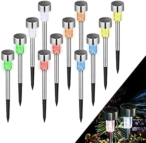 SOLPEX Solar Garden Lights Outdoor, 6 Color 12 Pack Stainless Steel Led Pathway Lights,Halloween/Christmas Solar Decorative，Christmas Decor for Patio, Lawn, Yard,Landscape and Walkway - Image 3