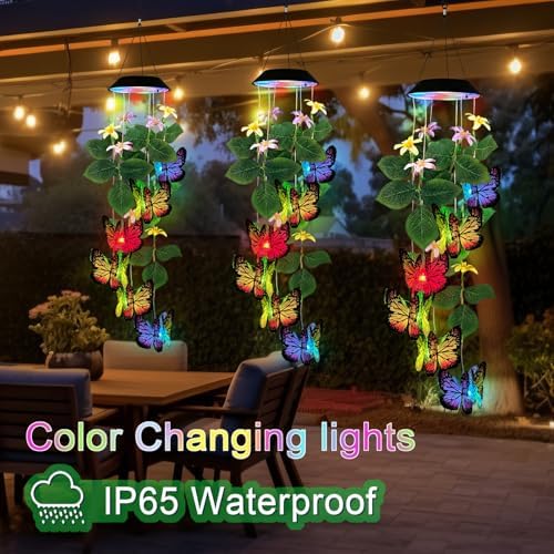 Solar Wind Chimes Outdoor,Colorful Butterfly & Color Changing LED Mobiles - Image 4