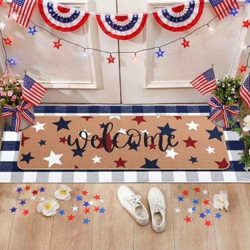 Tinideya 2 Pcs 4th of July Patriotic Door Mat Memorial Day Mat Outdoor - Image 4