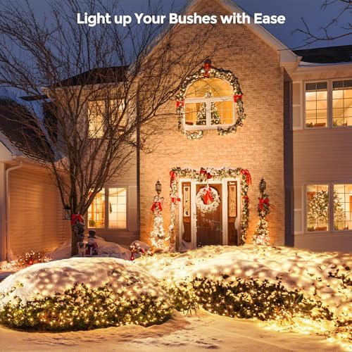 WBao Outdoor Christmas Lights 200LED F8 Big Bulbs, 8.4ft x 5.2ft Christmas Net Lights with 8 Modes, Timer, End to End Connectable, Waterproof for Lawn, Bushes Outdoor Xmas Decorations, Warm White - Image 6