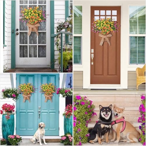 Dolicer Door Hanger Basket Wreath 13.8 in Hanging Outdoor Artificial Flower - Image 6