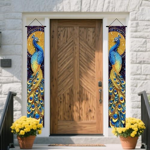 Nuxovilar Peacock Design Porch Banners Set 12x70 Inches Polyester - Image 6