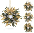 4 Pcs 9 Inch Christmas Wreaths for Kitchen Cabinet Artificial Pine Hanging Cedar Wreath with Christmas Balls Golden Twigs and Silver Berries for Front Door Xmas Winter Farmhouse Home Decorations by Unknown