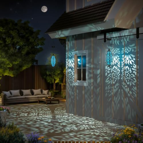 Twinkya Hanging Solar Lights Outdoor Garden Decorative Solar Lantern Waterproof Metal Moroccan Outdoor Decorations for Patio Pathway Yard Porch Backyard Garden Decor (Black, 1 Pack) - Image 5