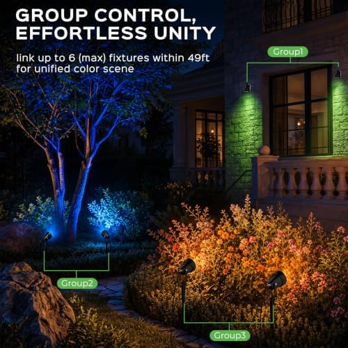T-SUN Spot Lights Outdoor, Smart RGBW LED Landscape Spotlights 6 Pack - Image 6