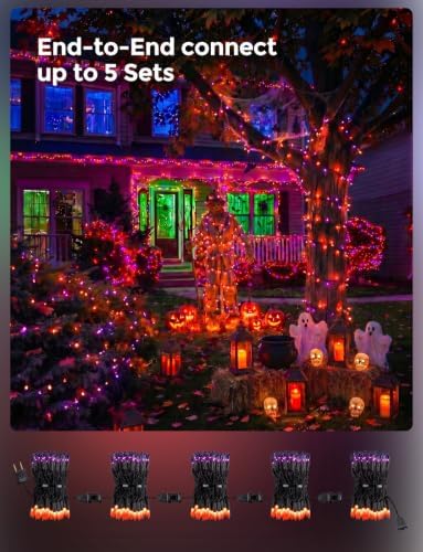 20FT 100Ct Purple Orange Halloween Lights for Outdoor Indoor Decorations - Image 5