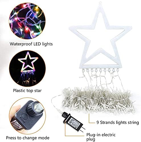 Christmas Decorations Star String Lights,320 LED Outdoor Christmas Tree Lights with 13" Topper Star,8 Modes Waterproof Hanging Fairy Twinkle Lights for Xmas New Year Party Holiday - Image 5