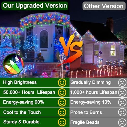 132FT 1332 LED Outdoor Christmas Lights - 296 Ice Drops, 12 Pro Modes - Image 6