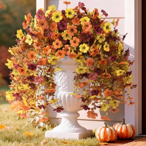 Homsunny Artificial Faux Mums Fall Flowers for Outdoor Outside Decoration - Image 6