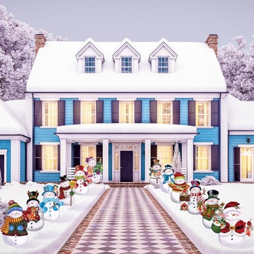 Bencailor 12 Pcs Snowman Yard Signs with Stakes Winter Outdoor decorations - Image 4