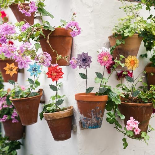 YEAHOME Garden Decor for Outside, 6 Pack Flower Garden Stakes Outdoor Decor Metal Shaking Head Yard Art, Weather Proof Flower Stakes for Yard Porch Lawn Pathway Pot Decorations(Multi-Color) - Image 7