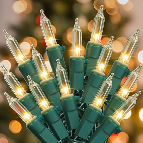 woohaha Christmas Lights,2 Pack 13ft 50 Count Incandescent Bulb Green Wire String Lights Connectable, Mini String Light for Indoor Outdoor Garden Tree Wedding Party Decoration (Warm White) by Woohaha