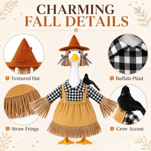 Fall Porch Goose Outfit Scarecrow Goose Clothes for Outdoor Lawn Decor - Image 4