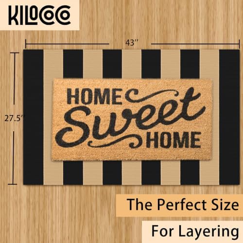 KILOCOCO Striped Rug 2.3'x3.6' Indoor Woven Rug Front Door Mat, Brown Black - Image 2