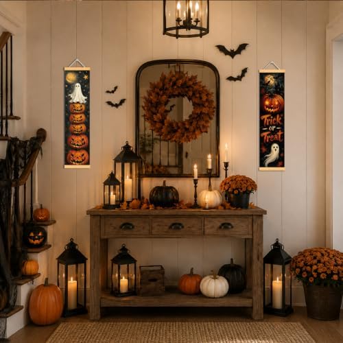 Trick or Treat Halloween Door Banner Set of 2, Ghost Porch Decor for Home - Image 6