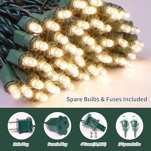 LAMPHOME Warm White Christmas Lights Outdoor,150 LED Fairy Lights Connectable Waterproof String Light UL Certified Xmas Mini Light Green Wire for Indoor Christmas Tree Holiday Party Outside Decor - Image 6
