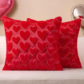 Softalker Red Heart Pillow Covers 18 x 18 Inch Set of 2, Mother's Day Decorative Soft Faux Fur Cushion Covers, 3D Embroidered Pillow Cases for Spring Summer Home Decor by Softalker