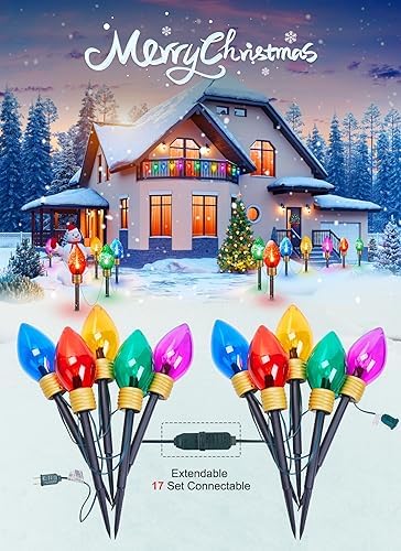 Jumbo C9 Christmas Pathway Lights Outdoor - 8.5 Feet 5 LED C9 Walkway Light - Image 5
