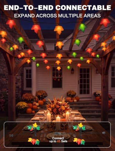 Fall Decor Maple Leaf Fall String Lights, 8.5ft Thanksgiving String Lights with 10 3D Multicolor Maple Leaf Lights, Fall Lights Plug in for Thanksgiving Autumn Fall Party Indoor Bedroom Harvest Decor - Image 4