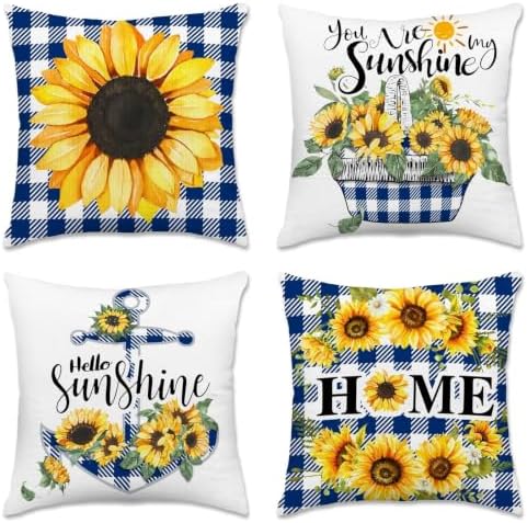 pinata Throw Pillow Covers 18x18, Sunflower Decor, Outdoor Pillow Covers by Pinata