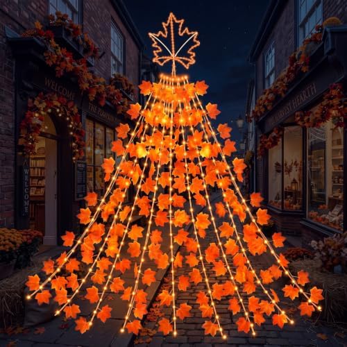 Huquary Fall Maple Leaves Waterfall String Lights Led, 2 ft by Huquary