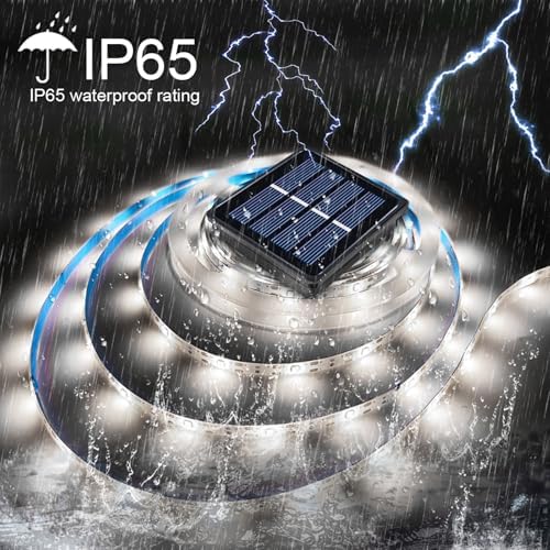 Solar LED Strip Lights Outdoor for Fence, Pathway, Poolside, 6000K 20FT - Image 6