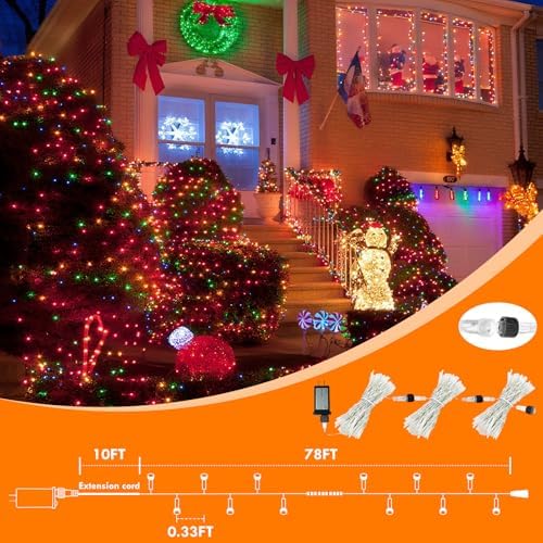 88FT 240LED Connectable String Lights Indoor Outdoor Clear Wire, Warm White⇋Multicolor Christmas String Lights, Plug in Twinkle Fairy Light With Timer For Wedding Patio Tree Yard Christmas Decorations - Image 4
