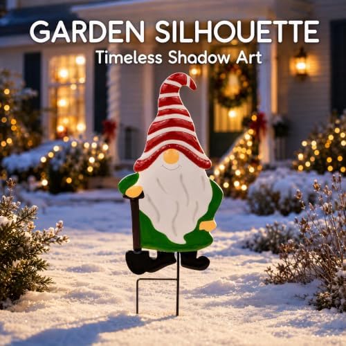 Garden Gnome Decorative Stake, Metal Shovel Standing Silhouette Art - Image 3