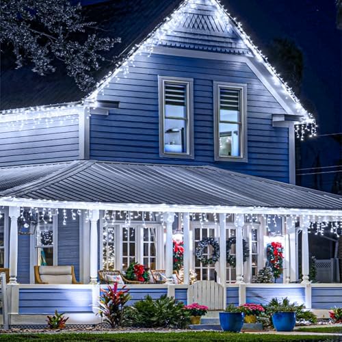 16.5FT 200 LED Icicle Lights for Outside, White Christmas Lights Outdoor - Image 5