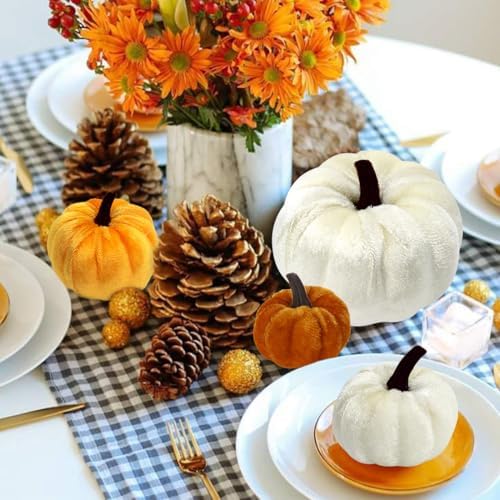 12 Assorted Velvet Pumpkins for Decorating, Fall & Thanksgiving Decor - Image 6